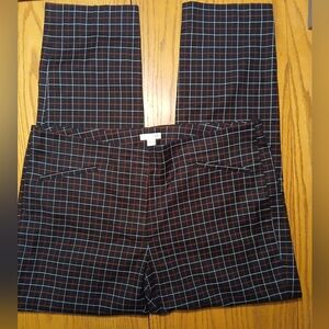 J Jill Like New Condition Size 12 Plaid Checkered Pants, Black, Red And White